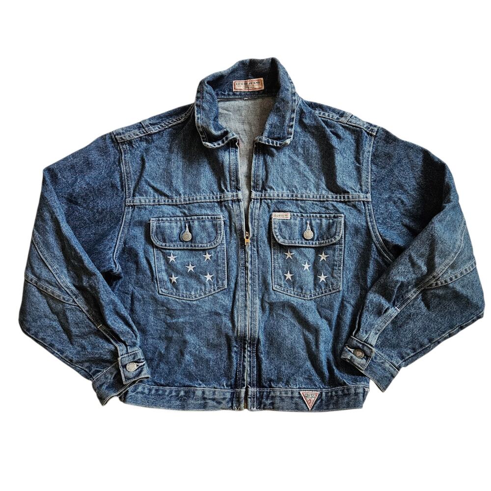 Vintage 90's Guess Denim Jacket Baggy Streetwear - Size Large